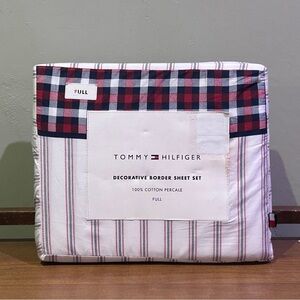 Tommy Hilfiger Plaid Decorative Border Full Size Sheet Set NWTS